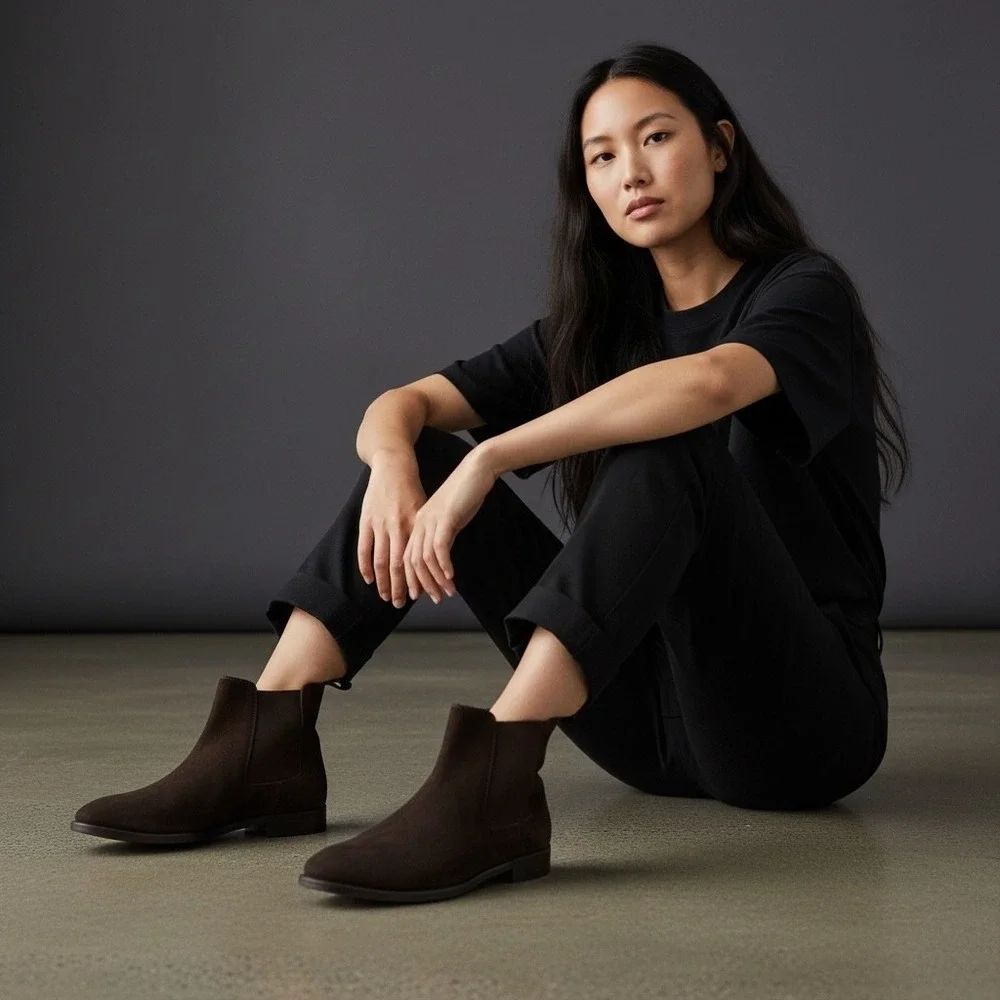 Jack Erwin Dark Brown Suede Chelsea Boots Women's Ankle Booties‎